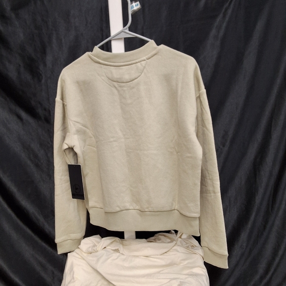90 Degree By Reflex Cream Crew Neck Sweater with Ribbed Cuffs Brand New W/ Tags - Picture 9 of 10